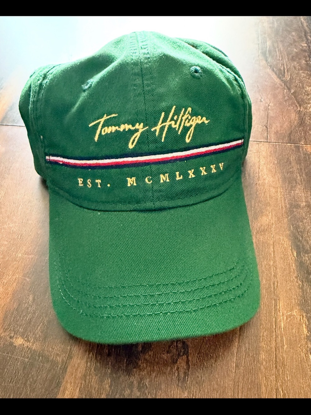 Tommy Hilfiger Green Embroidered Signature Cap with Stripe